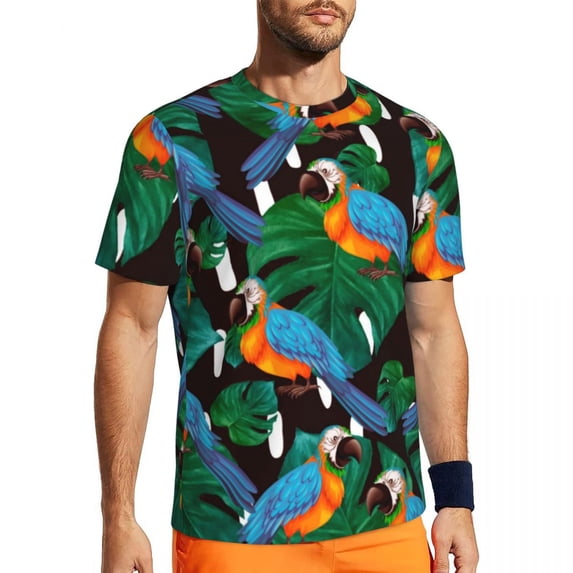T Shirt For Men Colorful Birds Print Men Vintage Animal Streetwear Gym T-Shirts Breathable Summer Tr
