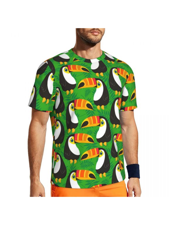 T Shirt For Men Colorful Birds Print Men Vintage Animal Streetwear Gym T-Shirts Breathable Summer Tr