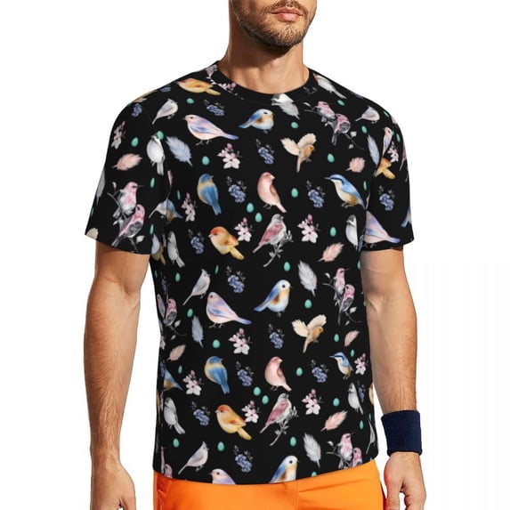T Shirt For Men Colorful Birds Print Men Vintage Animal Streetwear Gym T-Shirts Breathable Summer Tr