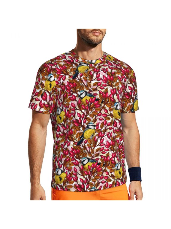T Shirt For Men Colorful Birds Print Men Vintage Animal Streetwear Gym T-Shirts Breathable Summer Tr