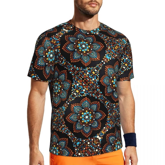 T Shirt For Men Colorful Floral Sports T-Shirt Summer Hungarian Folk Print Fun Hip Hop Tshirt For Ma