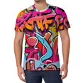 thumbnail image 1 of T Shirt For Men Colorful Graffiti T-Shirt Letter Print Fashion Male Streetwear Tshirt Summer Short-S, 1 of 7