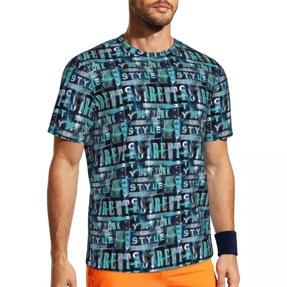 T Shirt For Men Colorful Word Graffiti Letter Art Print Harajuku Gym T-Shirts Short Sleeve Quick Dry