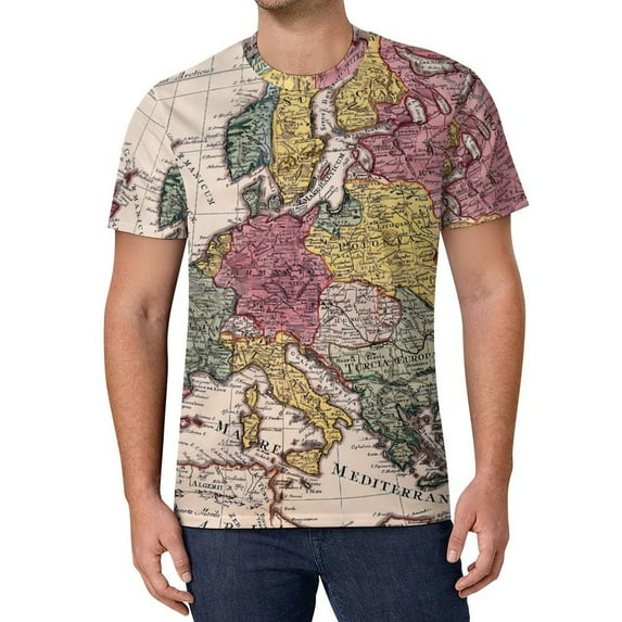 T Shirt For Men Colorful World Map Map Of The World Harajuku T-Shirts Short-Sleeved Design Tops Hot