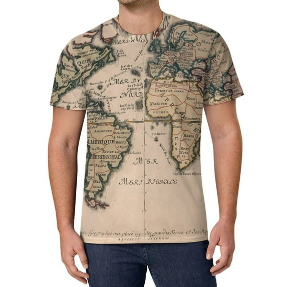 T Shirt For Men Colorful World Map Map Of The World Harajuku T-Shirts Short-Sleeved Design Tops Hot