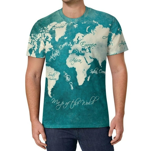 T Shirt For Men Colorful World Map Map Of The World Harajuku T-Shirts Short-Sleeved Design Tops Hot