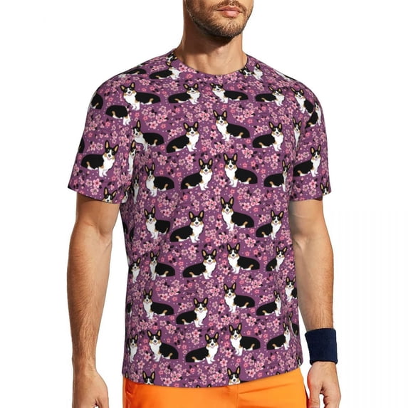 T Shirt For Men Corgi Christmas T-Shirt Cute Animal Print Harajuku Sportswear Short Sleeve Fast Dry