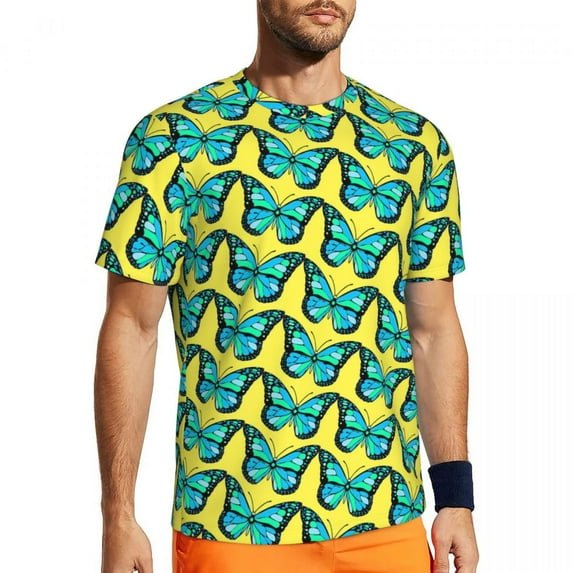 T Shirt For Men Cute Butterfly Gym T-Shirt Wildflowers Print Trendy Cool Men Awesome Tshirt Beach Sh