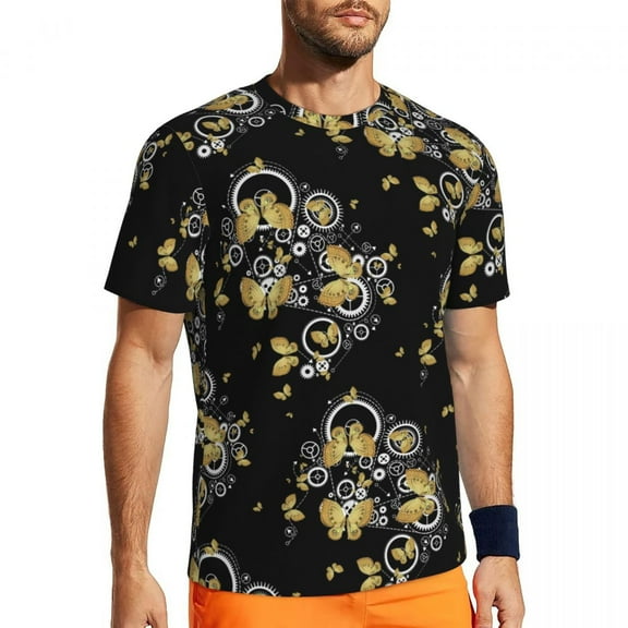 T Shirt For Men Cute Butterfly Gym T-Shirt Wildflowers Print Trendy Cool Men Awesome Tshirt Beach Sh