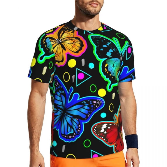 T Shirt For Men Cute Butterfly Gym T-Shirt Wildflowers Print Trendy Cool Men Awesome Tshirt Beach Sh
