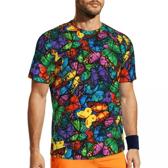 T Shirt For Men Cute Butterfly Gym T-Shirt Wildflowers Print Trendy Cool Men Awesome Tshirt Beach Sh
