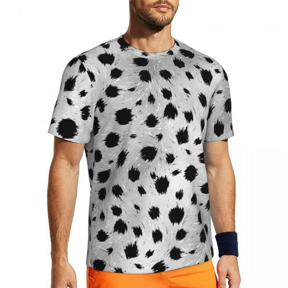 T Shirt For Men Dalmatian Spots Print Running Animal Dots Hippie Men Street Style Tshirt Summer Shor