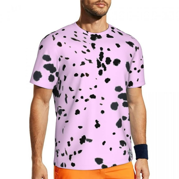 T Shirt For Men Dalmatian Spots Print Running Animal Dots Hippie Men Street Style Tshirt Summer Shor