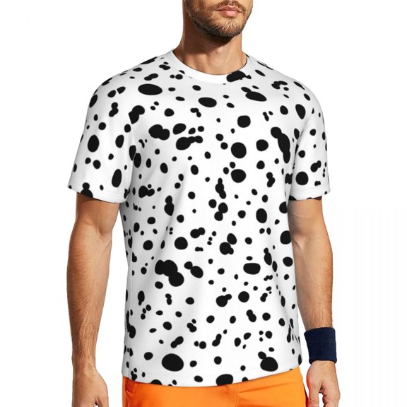 T Shirt For Men Dalmatian Spots Print Running Animal Dots Hippie Men Street Style Tshirt Summer Shor