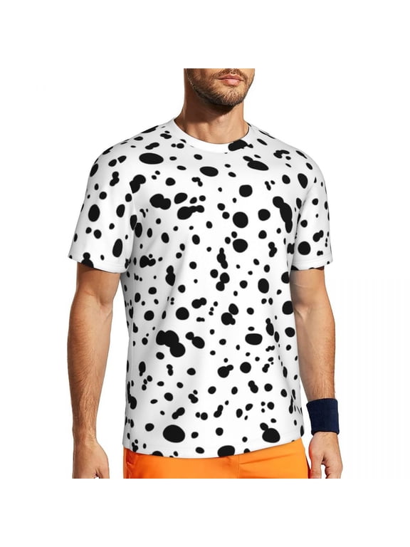 T Shirt For Men Dalmatian Spots Print Running Animal Dots Hippie Men Street Style Tshirt Summer Shor