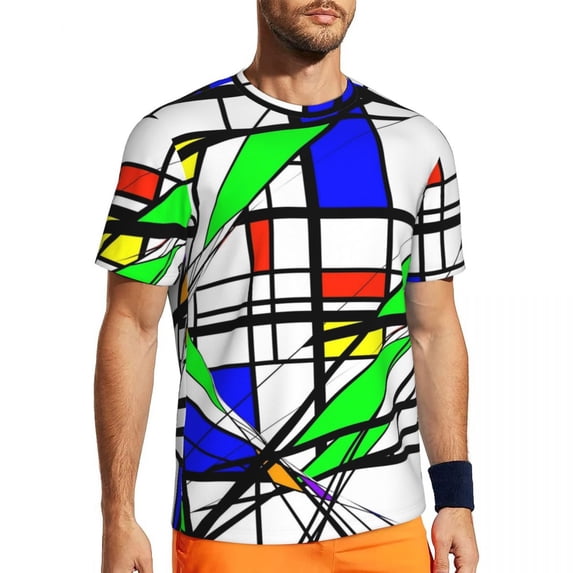 T Shirt For Men De Stijl Version Sports Summer Colorful Print Basic T-Shirts Harajuku Tee Shirt For