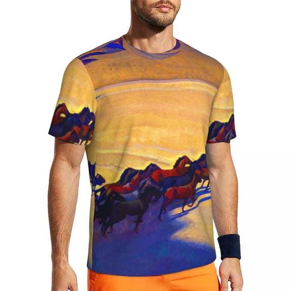 T Shirt For Men Desert Print Male Skeleton Coast Vintage Running Comfortable Beach Hip Hop Tees Grap