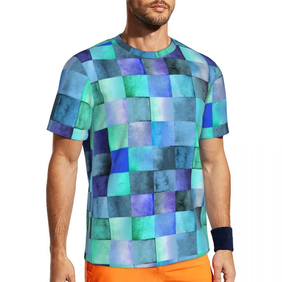 T Shirt For Men Doodled Geometry Men Colorful Print Classic Gym Quick Dry Summer Hippie Tee Shirt Cu