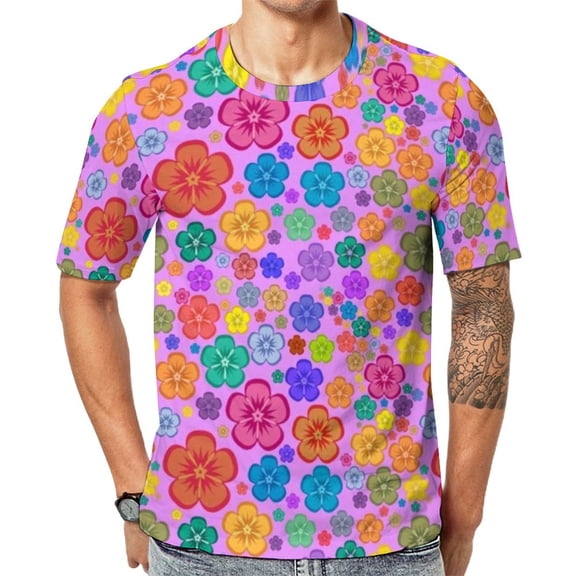 T Shirt For Men Flower Power Vintage 60s 70s Hippie Print Vintage Short Sleeve Casual Tshirt Hot Ori