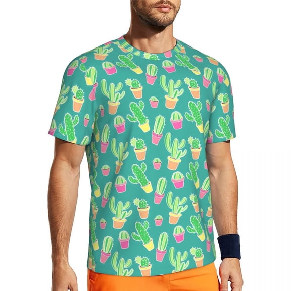 T Shirt For Men Funny Cactus Gym Beach Flower Bloom Print Vintage Fashion Tee Shirt For Mens Design