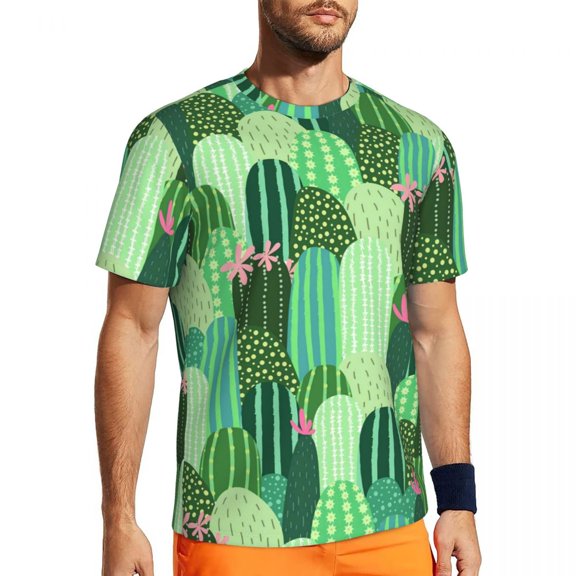 T Shirt For Men Funny Cactus Gym Beach Flower Bloom Print Vintage Fashion Tee Shirt For Mens Design