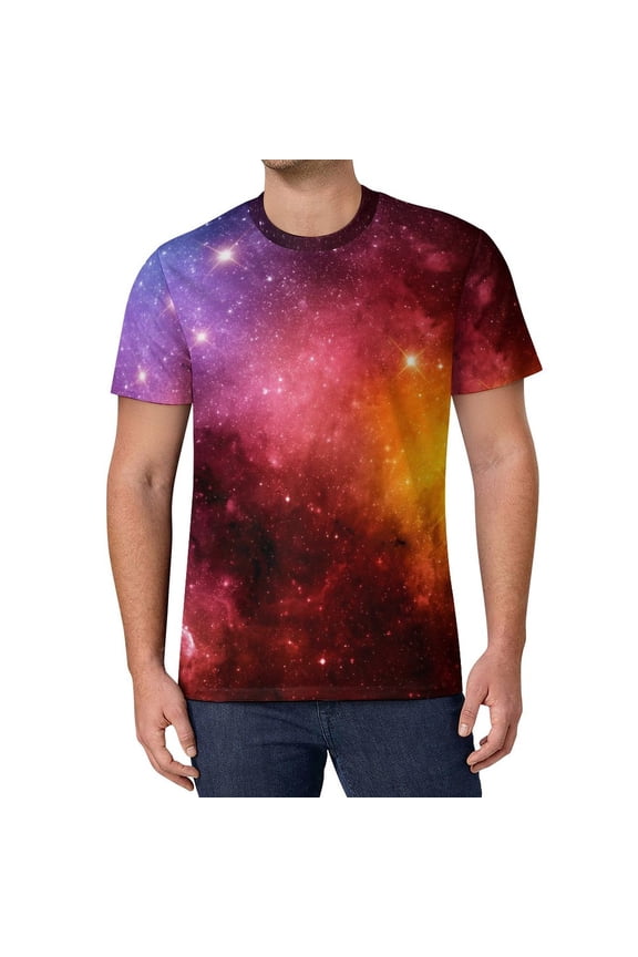 T Shirt For Men Galaxy And Nebula T-Shirt Outer Space Hippie Short Sleeve Pattern Tops Cheap Summer