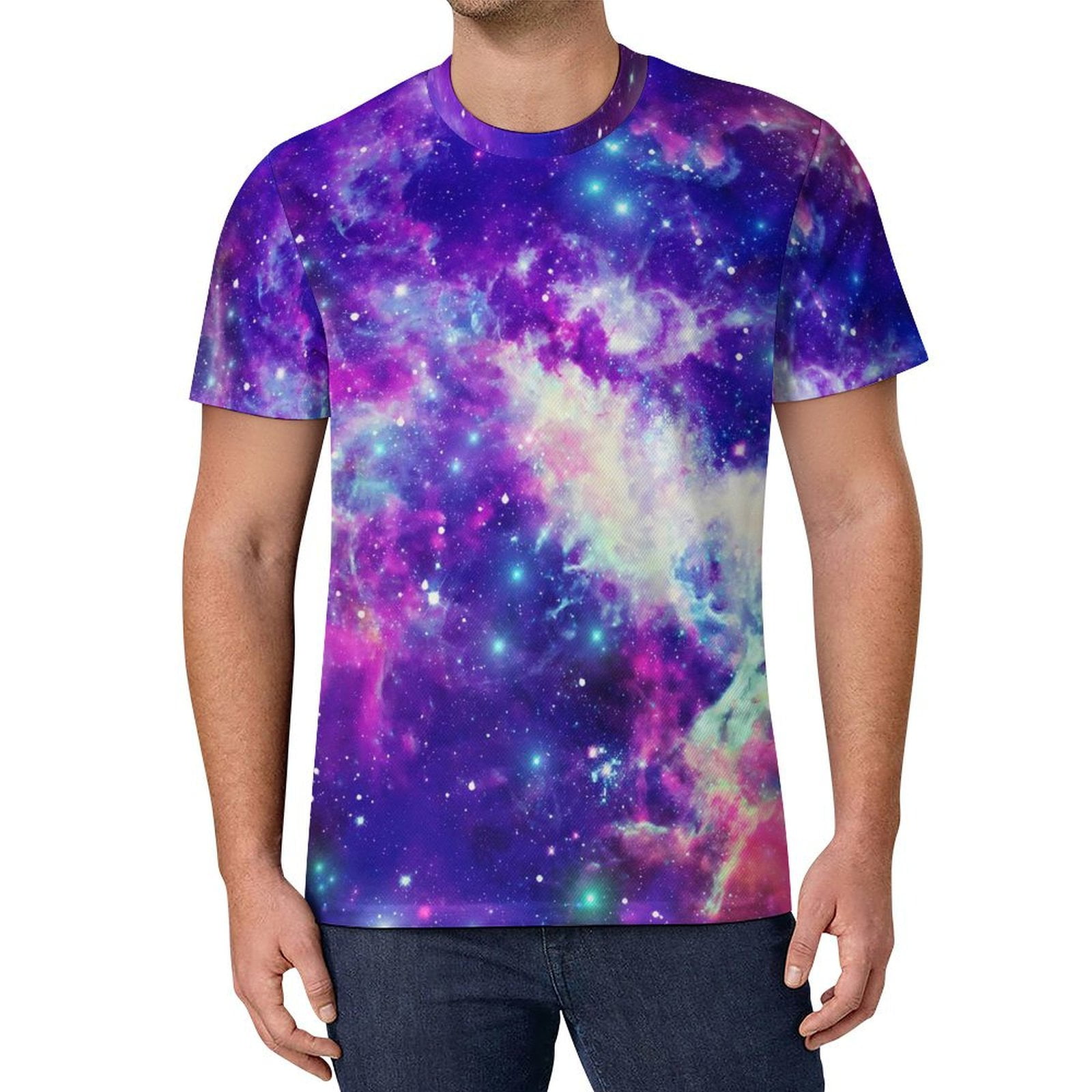 Galaxy Night Print Men's Short Sleeve Shirt