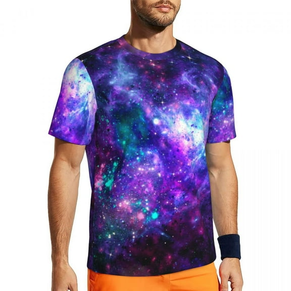 T Shirt For Men Galaxy Star Print Running T-Shirt Nebula Planets Stars Fashion Man Tee Shirt Beach S