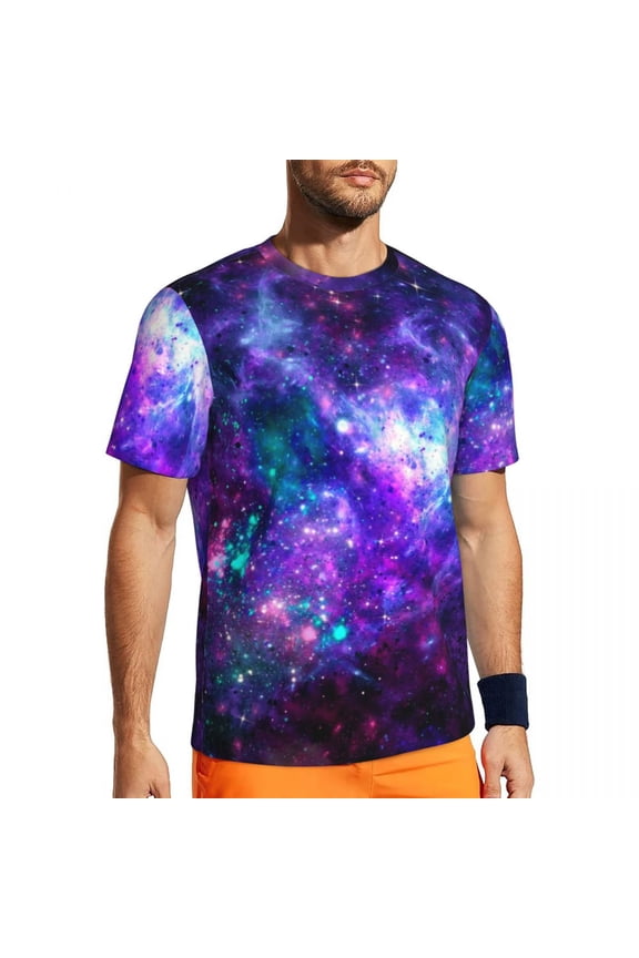 T Shirt For Men Galaxy Star Print Running T-Shirt Nebula Planets Stars Fashion Man Tee Shirt Beach S
