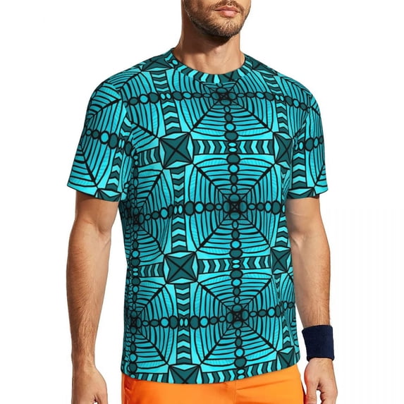 T Shirt For Men Geo Print Sportswear T-Shirt Summer Blue And Yellow Classic Harajuku Tee Shirt For M