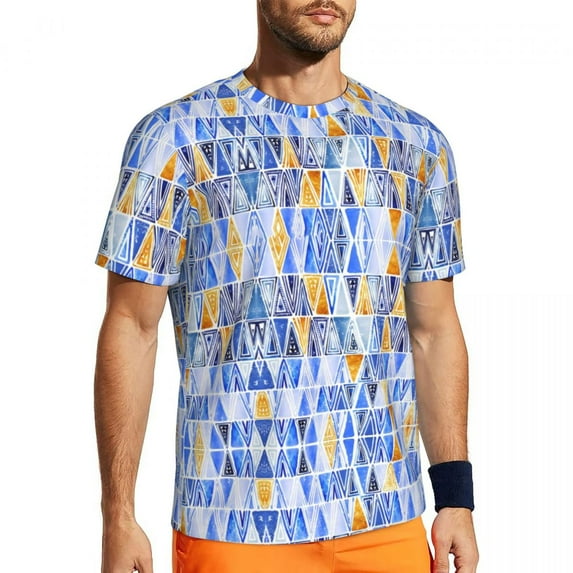 T Shirt For Men Geo Print Sportswear T-Shirt Summer Blue And Yellow Classic Harajuku Tee Shirt For M