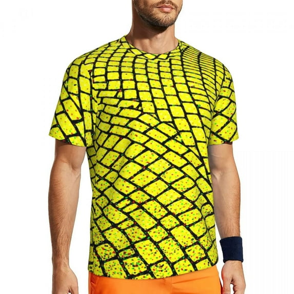 T Shirt For Men Geometric Art Running T-Shirt Beach Yellow Brick Road Print Aesthetic T-Shirts Fashi