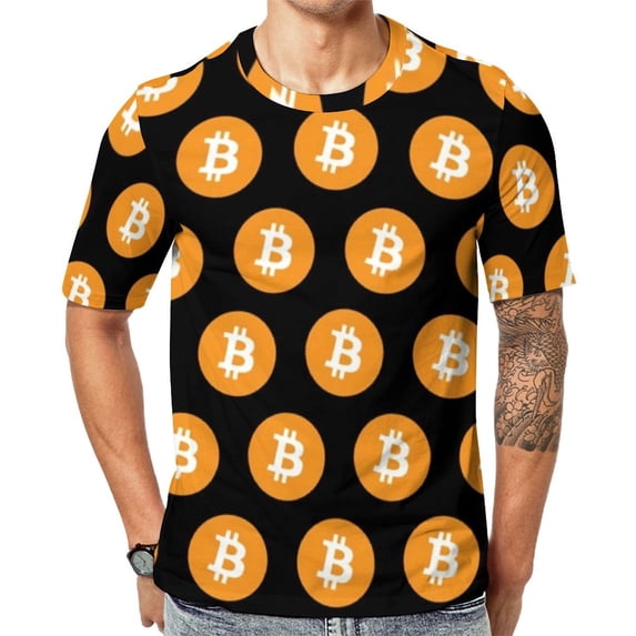 T Shirt For Men Gold Crown Bitcoin T-Shirt Cryptocurrency Coin Vintage T-Shirts Men Basic Tshirt Sum