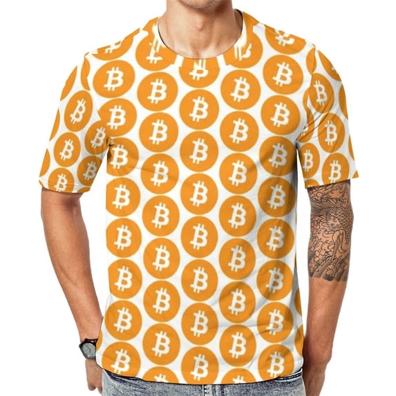 T Shirt For Men Gold Crown Bitcoin T-Shirt Cryptocurrency Coin Vintage T-Shirts Men Basic Tshirt Sum