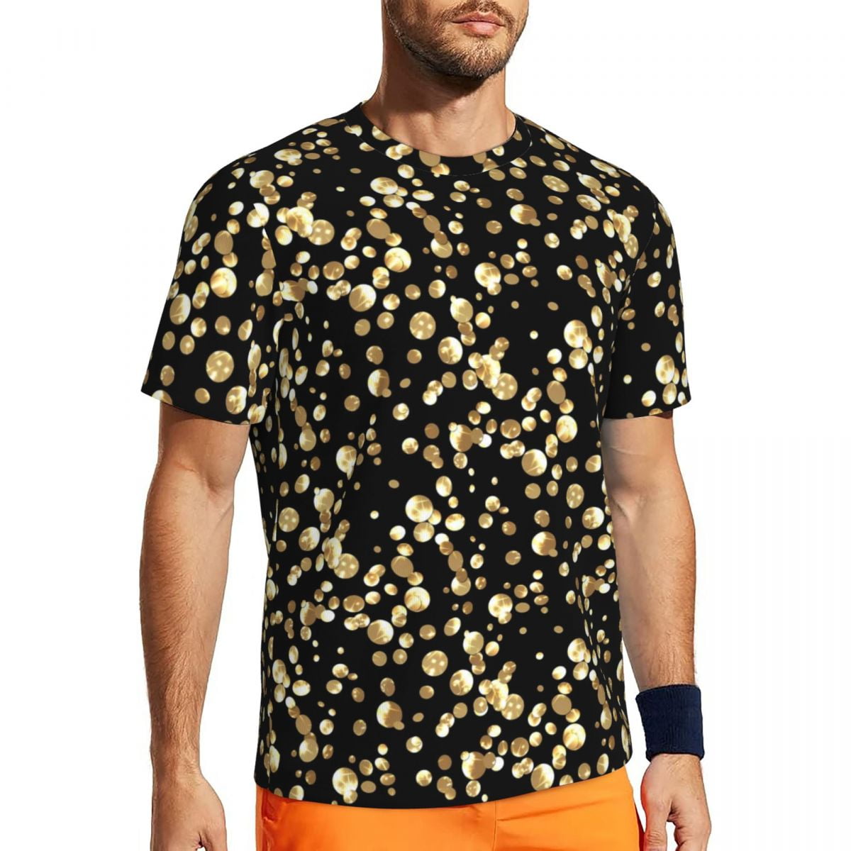 T Shirt For Men Gold Dot Polka Dots Harajuku Gym T-Shirts