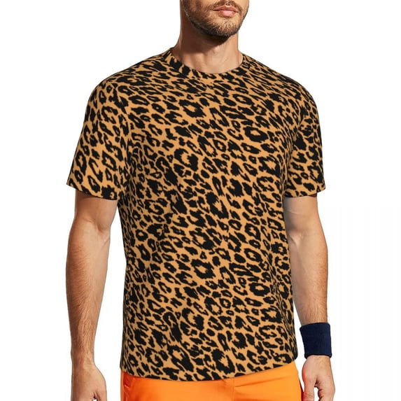 T Shirt For Men Gold Leopard Print Animal Pattern Trending Gym T-Shirts Short Sleeve Comfortable Tsh