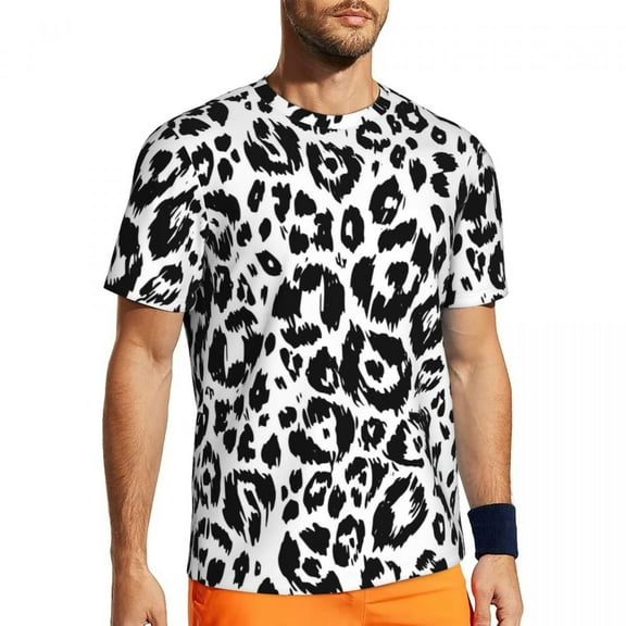 T Shirt For Men Gold Leopard Print Animal Pattern Trending Gym T-Shirts Short Sleeve Comfortable Tsh