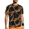 thumbnail image 1 of T Shirt For Men Golden Chain Gym Summer Links Print Streetwear Hippie Tee Shirt For Male Design Top, 1 of 7
