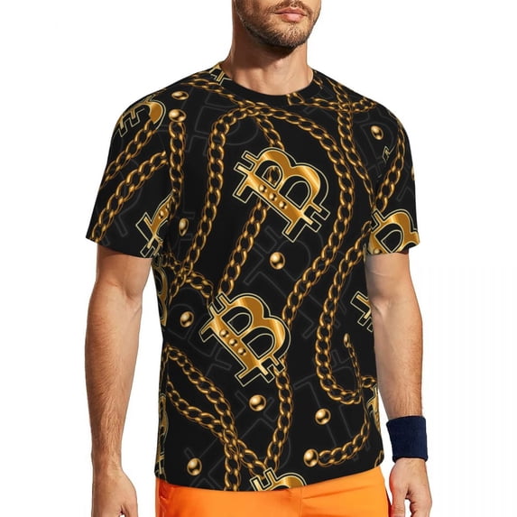 T Shirt For Men Golden Chain Gym Summer Links Print Streetwear Hippie Tee Shirt For Male Design Top