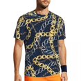 thumbnail image 1 of T Shirt For Men Golden Chain Gym Summer Links Print Streetwear Hippie Tee Shirt For Male Design Top, 1 of 7