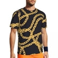 thumbnail image 1 of T Shirt For Men Golden Chain Gym Summer Links Print Streetwear Hippie Tee Shirt For Male Design Top, 1 of 6