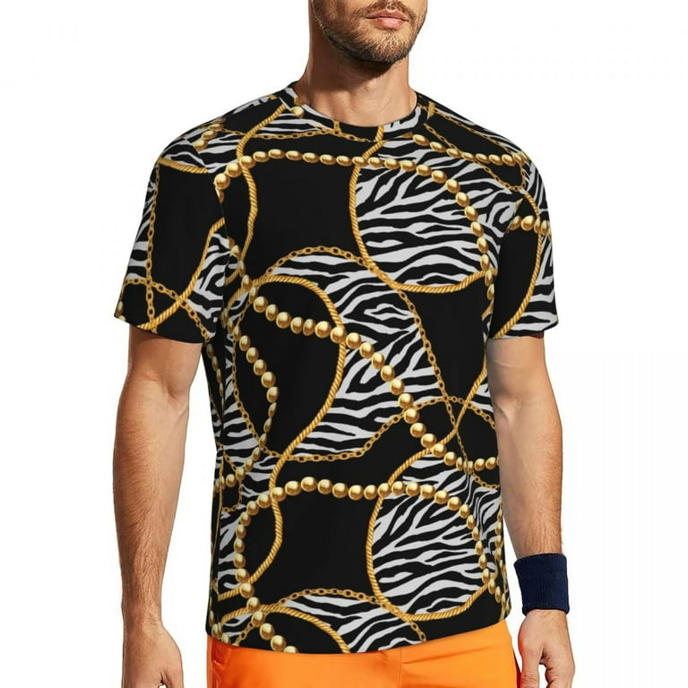 T Shirt For Men Golden Chain Gym Summer Links Print