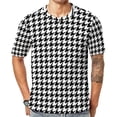thumbnail image 1 of T Shirt For Men Green Black Houndstooth Small Pattern Trendy Cool Short-Sleeve Graphic Tops Dropship, 1 of 7
