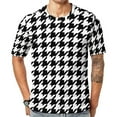 thumbnail image 1 of T Shirt For Men Green Black Houndstooth Small Pattern Trendy Cool Short-Sleeve Graphic Tops Dropship, 1 of 7