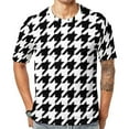 thumbnail image 1 of T Shirt For Men Green Black Houndstooth Small Pattern Trendy Cool Short-Sleeve Graphic Tops Dropship, 1 of 7