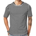 thumbnail image 1 of T Shirt For Men Green Black Houndstooth Small Pattern Trendy Cool Short-Sleeve Graphic Tops Dropship, 1 of 7