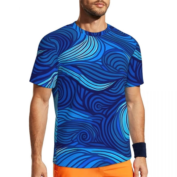 T Shirt For Men Green Wave Running T-Shirt Summer Abstract Print Streetwear Trending Tee Shirt For C