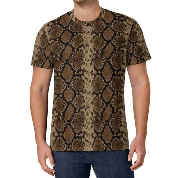 T Shirt For Men Grey Snakeskin T-Shirt Animal Print Male Hippie Summer Custom Tees Short Sleeves Awe