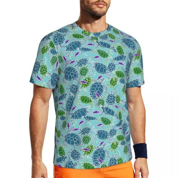 T Shirt For Men Gym For Couple Cute Turtles Fashion Colorful Coral Reefs Summer Tees O Neck Classic
