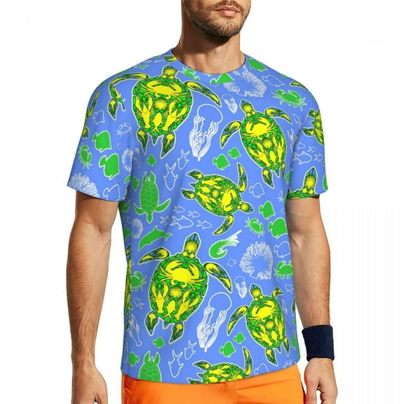 T Shirt For Men Gym For Couple Cute Turtles Fashion Colorful Coral Reefs Summer Tees O Neck Classic